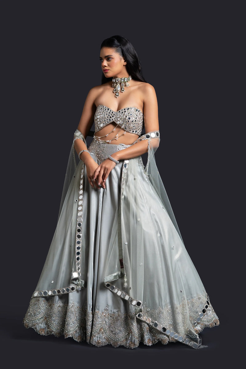 Mint Green Cape Lehenga