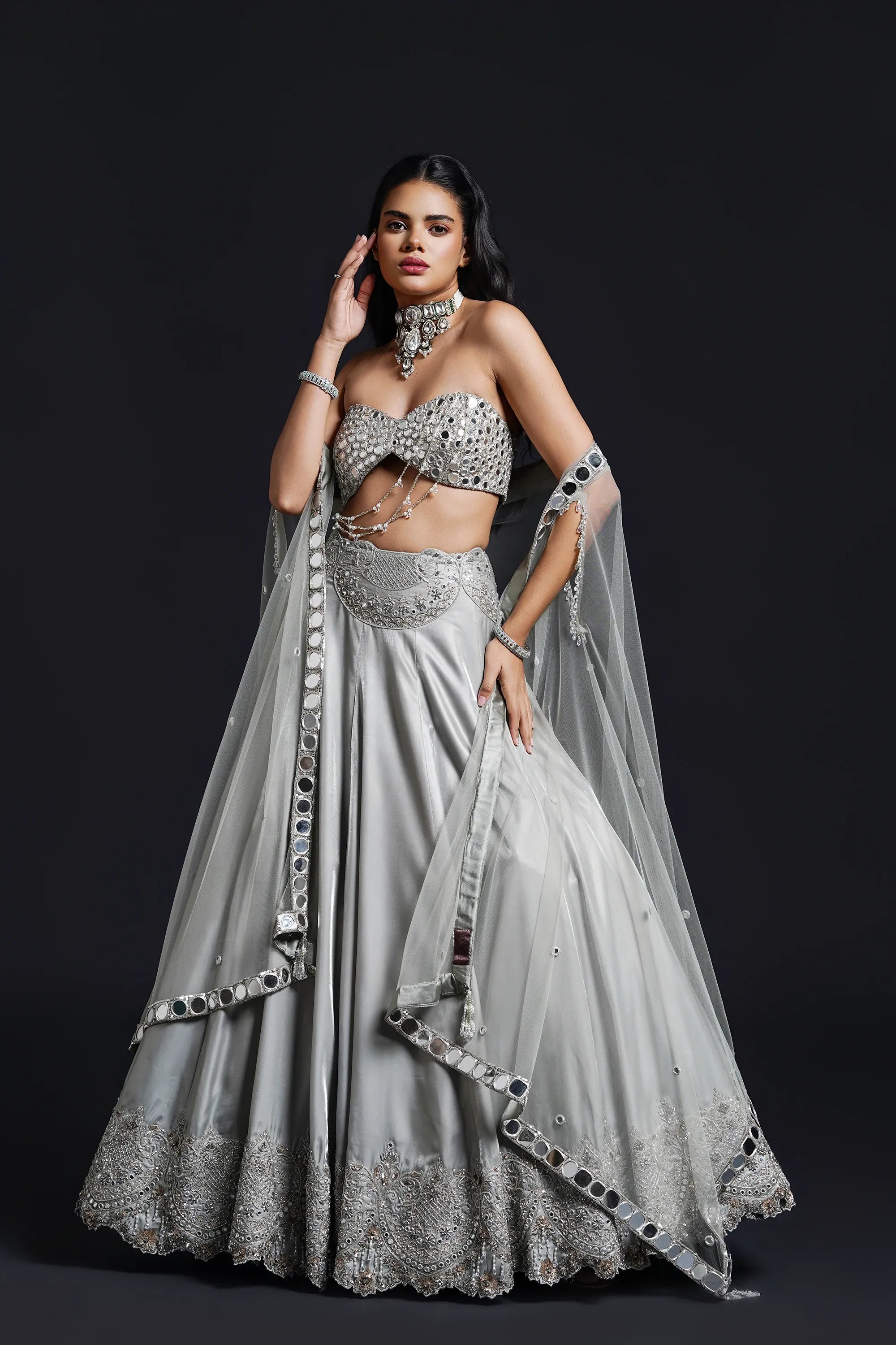 Mint Green Cape Lehenga