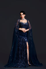 Navy Blue Stanley Slit Gown