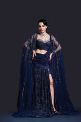 Navy Blue Stanley Slit Gown