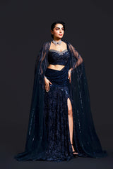 Navy Blue Stanley Slit Gown