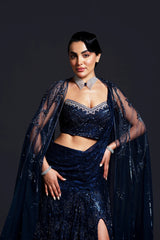 Navy Blue Stanley Slit Gown