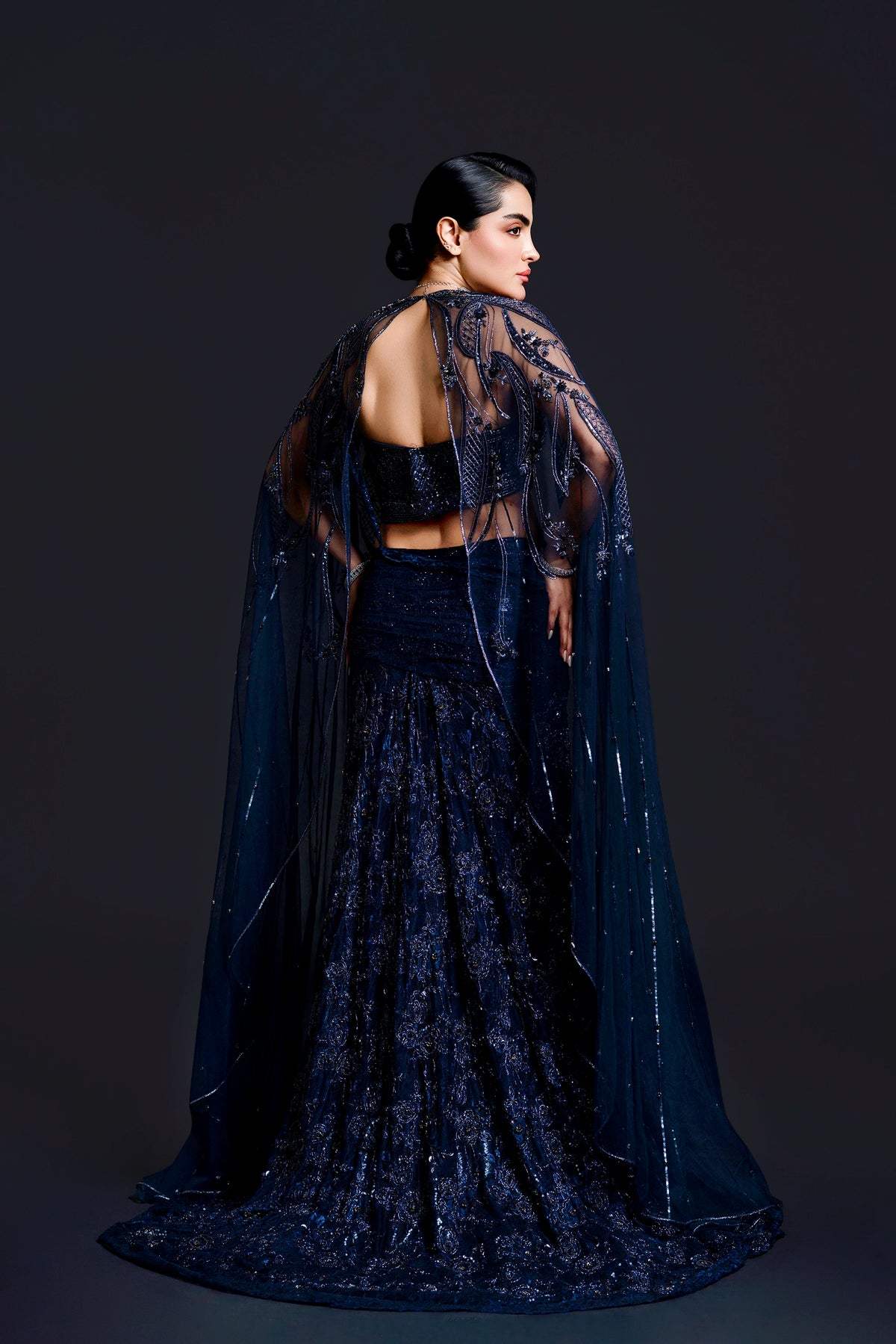 Navy Blue Stanley Slit Gown