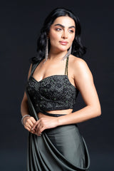 Dark Green Drape Saree