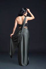 Dark Green Drape Saree