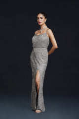 Grey Straight Slit Dress