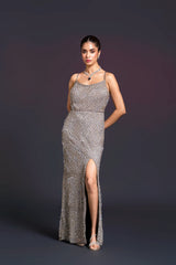 Grey Straight Slit Dress