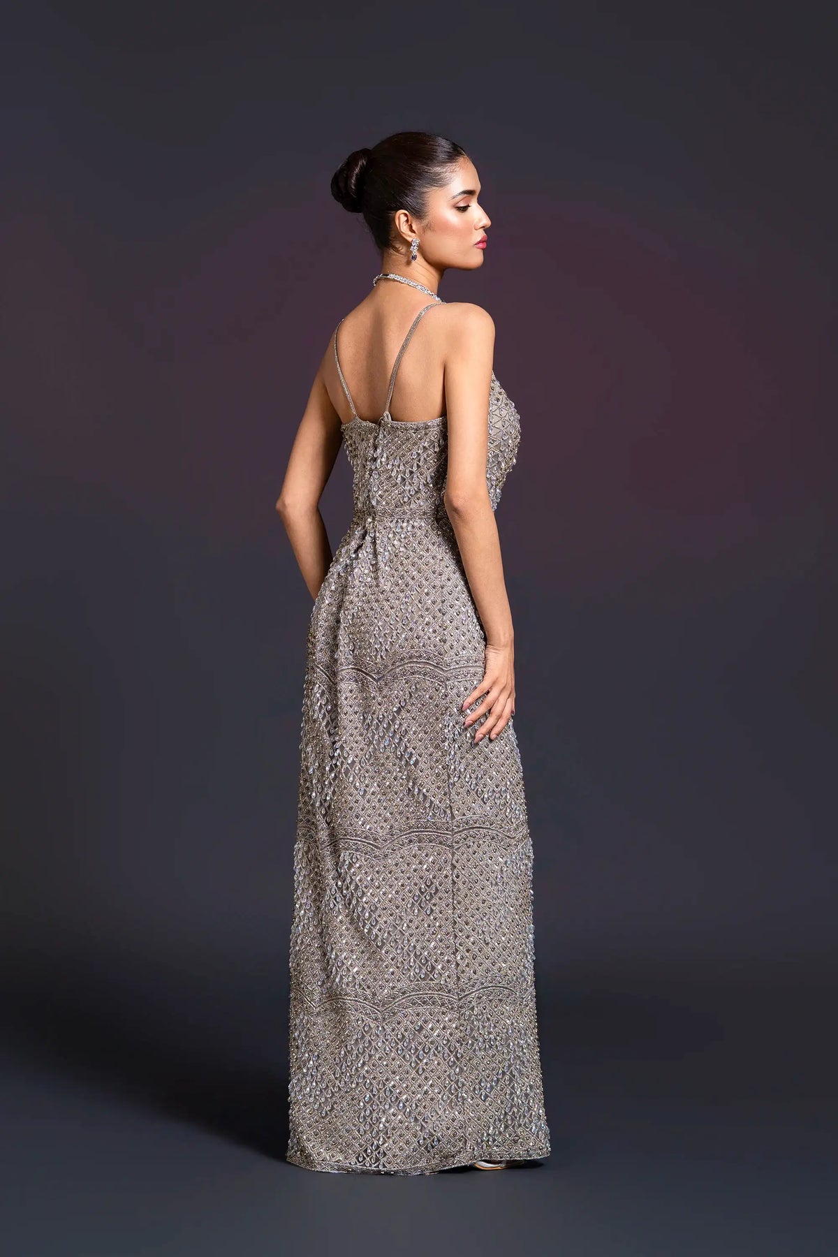 Grey Straight Slit Dress