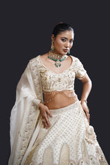 Ivory Embroidered Bridal Lehenga