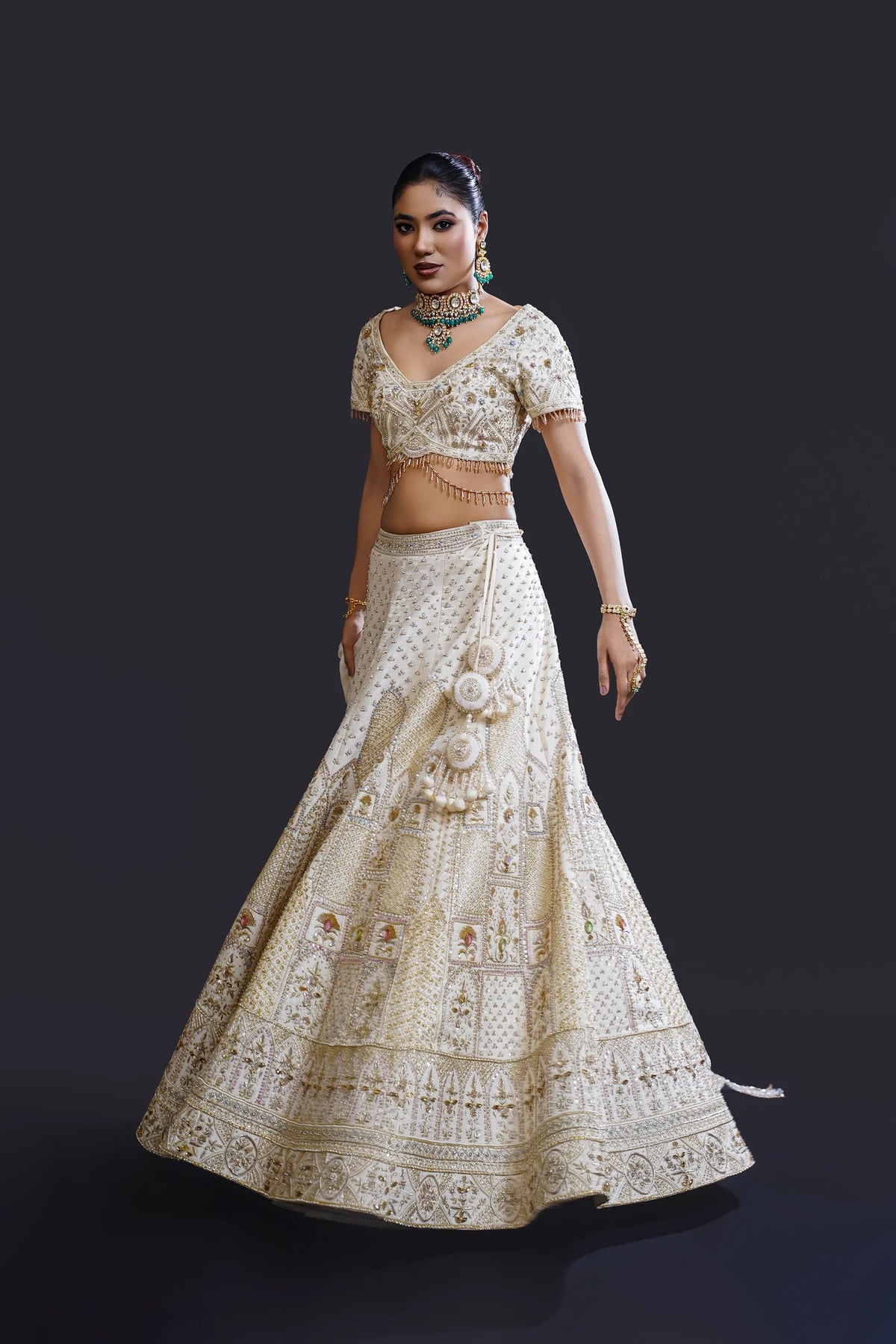 Ivory Embroidered Bridal Lehenga