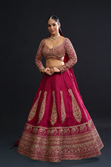 Maroon Embroidered Bridal Lehenga