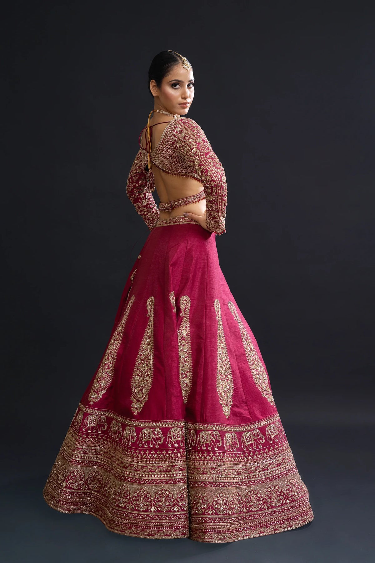 Maroon Embroidered Bridal Lehenga