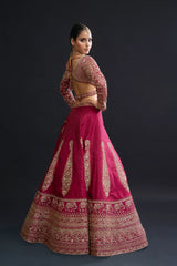 Maroon Embroidered Bridal Lehenga
