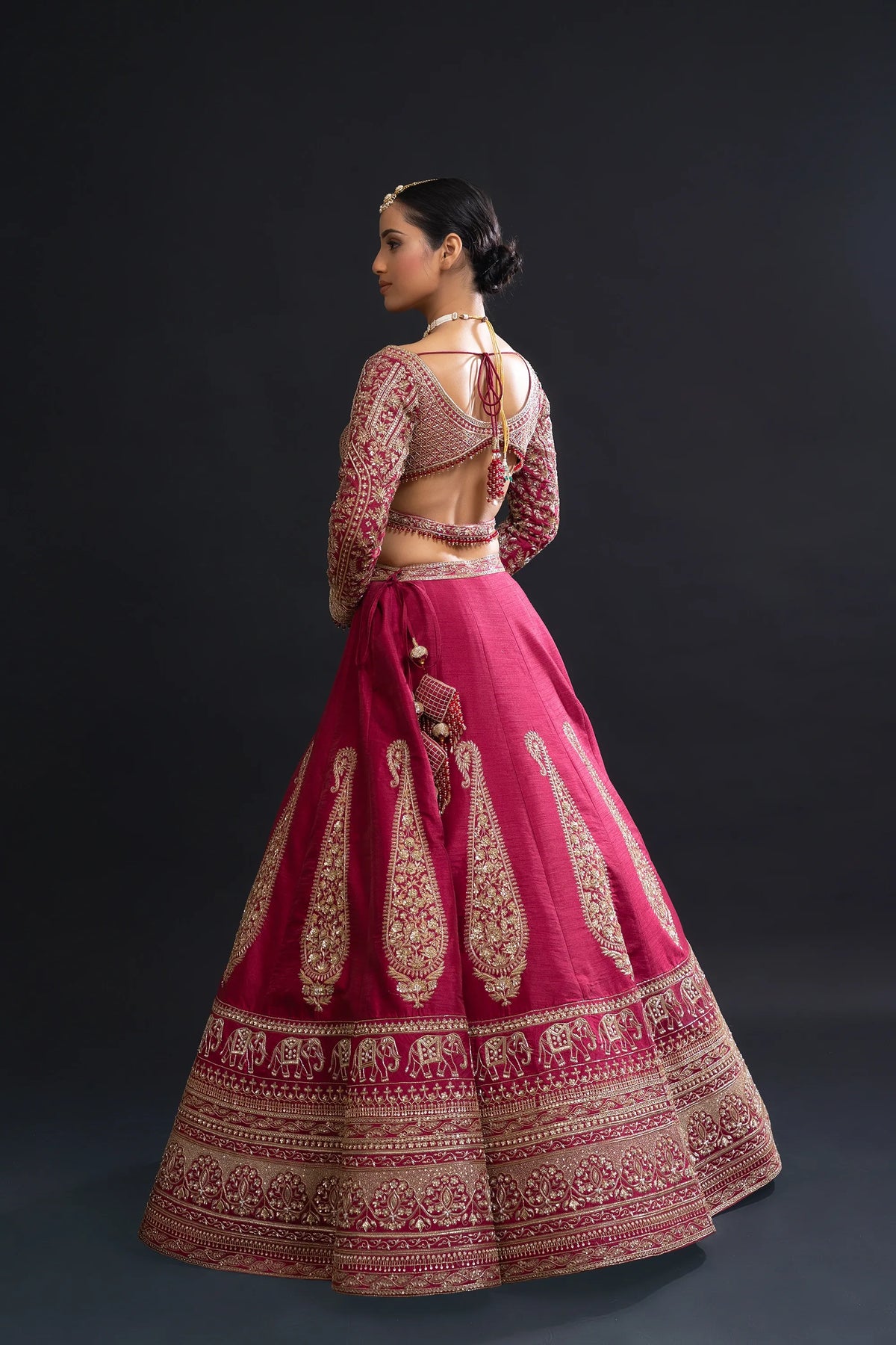 Maroon Embroidered Bridal Lehenga