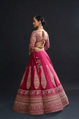Maroon Embroidered Bridal Lehenga