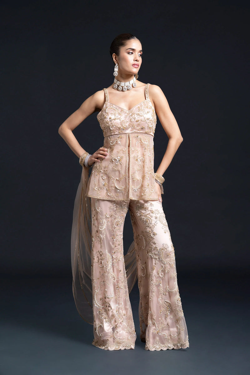 Peach Pink Sharara Set