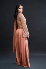 Dusty Peach Drape Saree