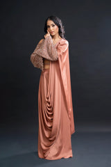 Dusty Peach Drape Saree