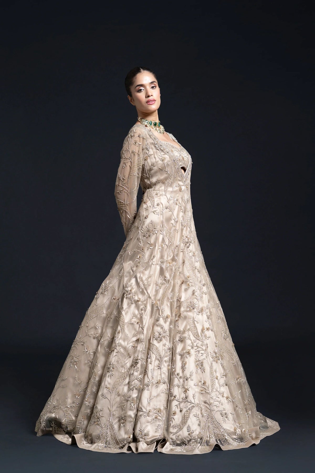 Light Olive Green Anarkali