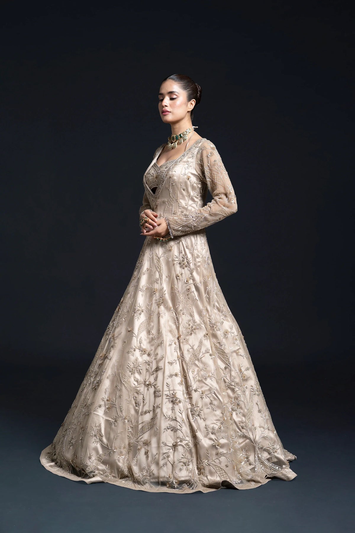 Light Olive Green Anarkali