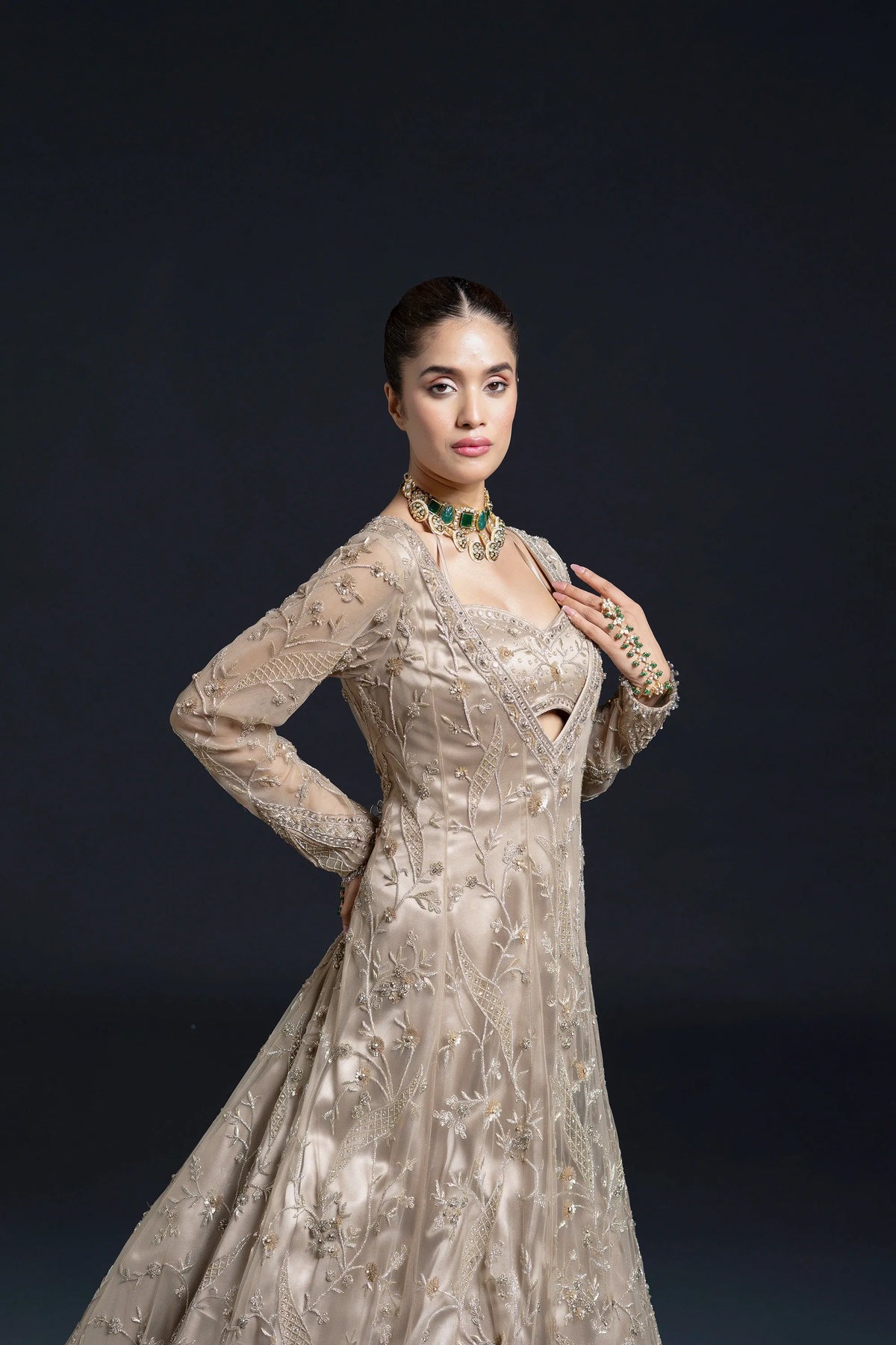 Light Olive Green Anarkali
