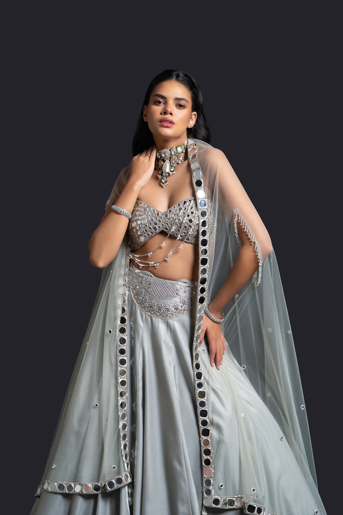 Mint Green Cape Lehenga