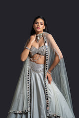 Mint Green Cape Lehenga