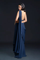 Navy Blue Drape Saree