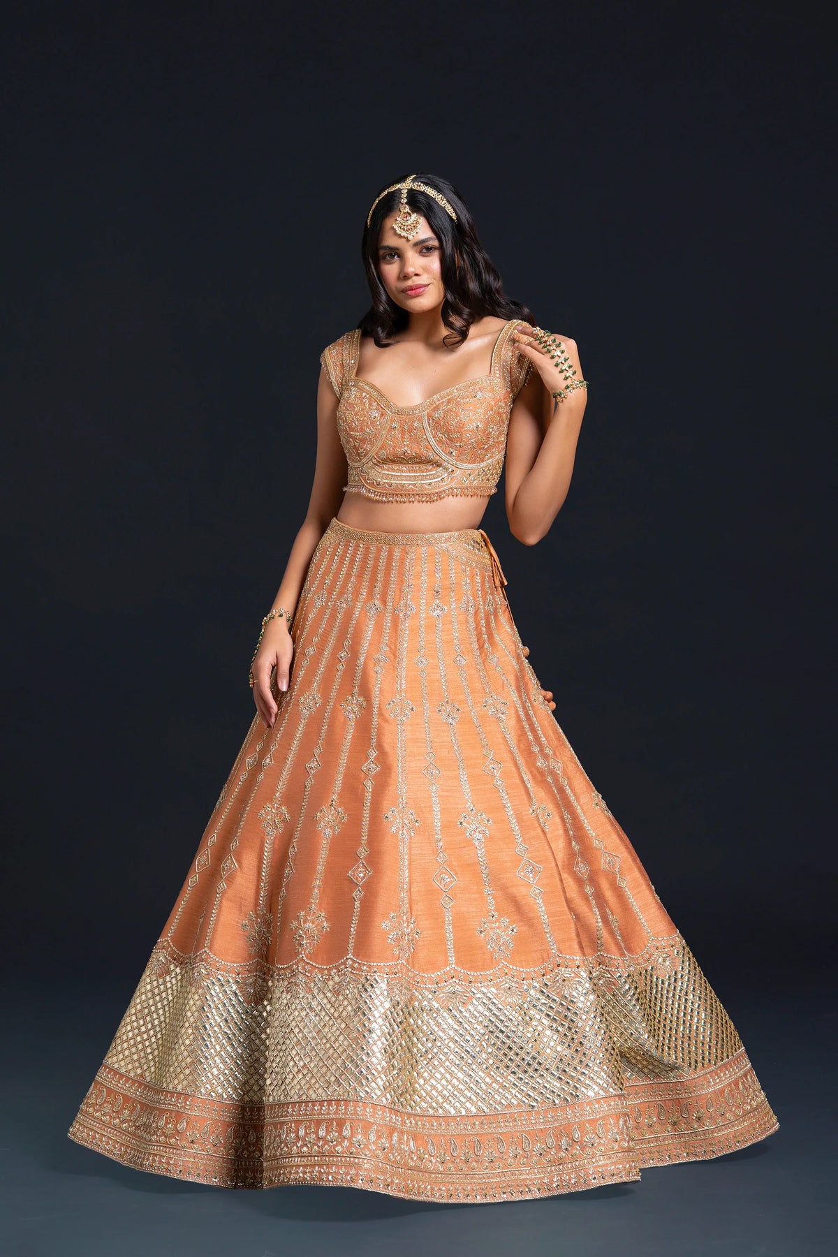 Orange Raw Silk Lehenga