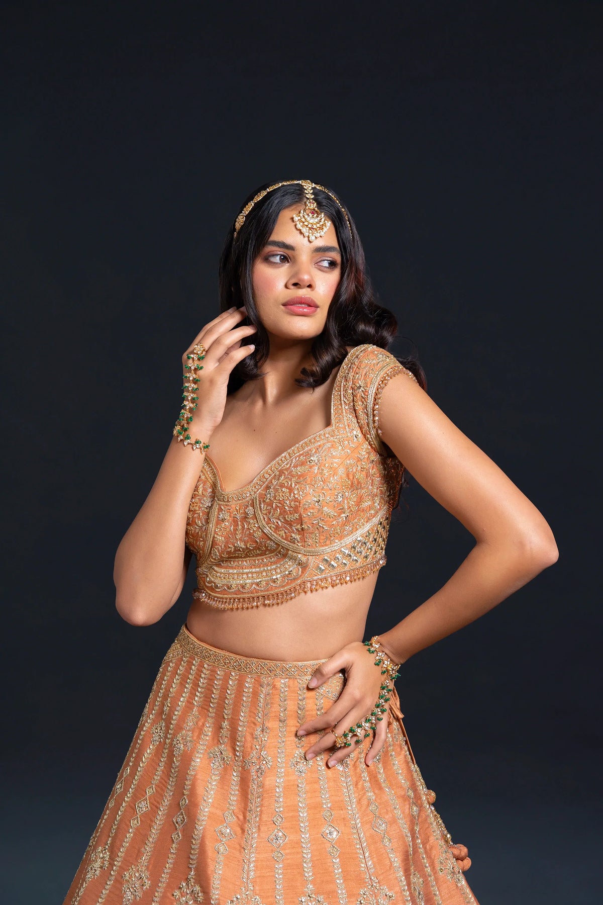 Orange Raw Silk Lehenga