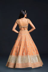 Orange Raw Silk Lehenga