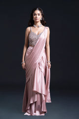 Pink Mirror Drape Saree