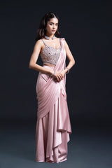 Pink Mirror Drape Saree