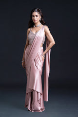 Pink Mirror Drape Saree