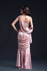 Pink Mirror Drape Saree