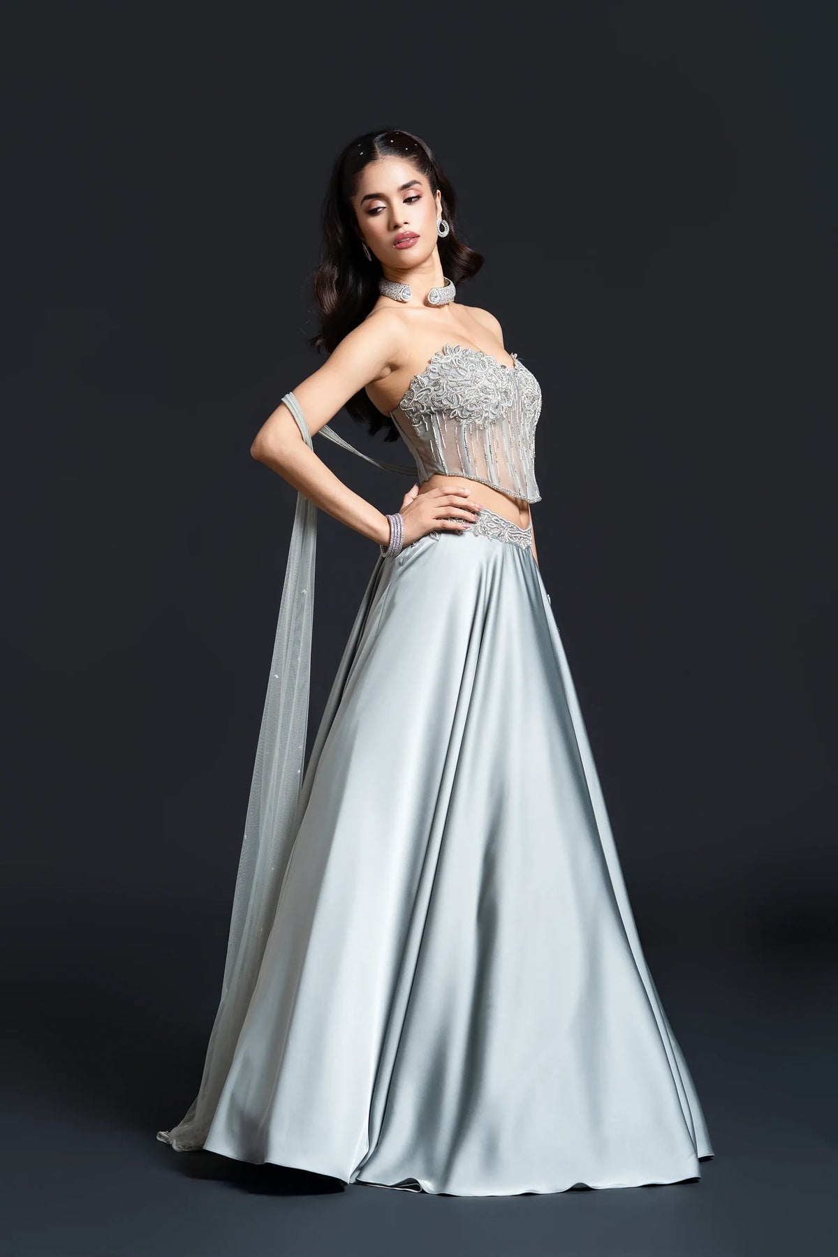 sage green skirt set