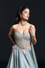 sage green skirt set